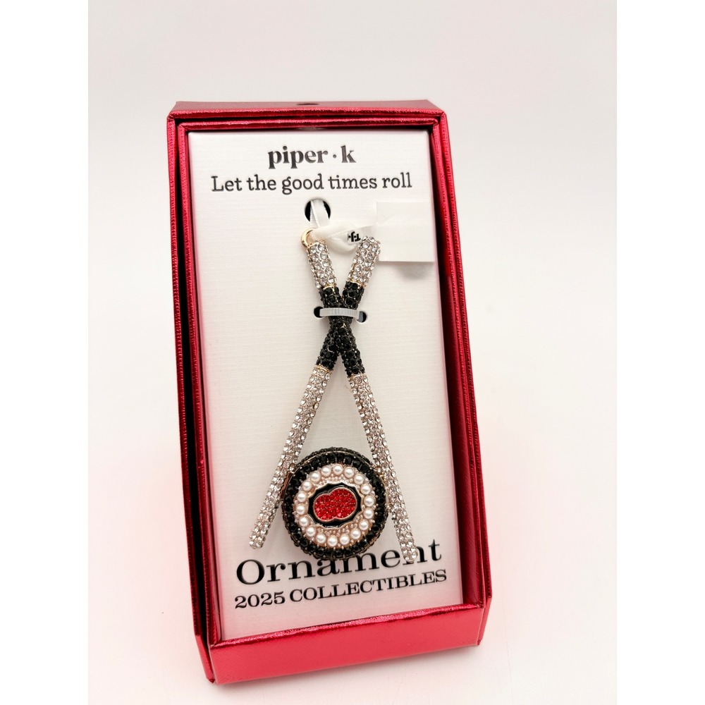 Piper K Sushi Roll Chopstick Ornament Let the Good Times Rhinestone Collectible